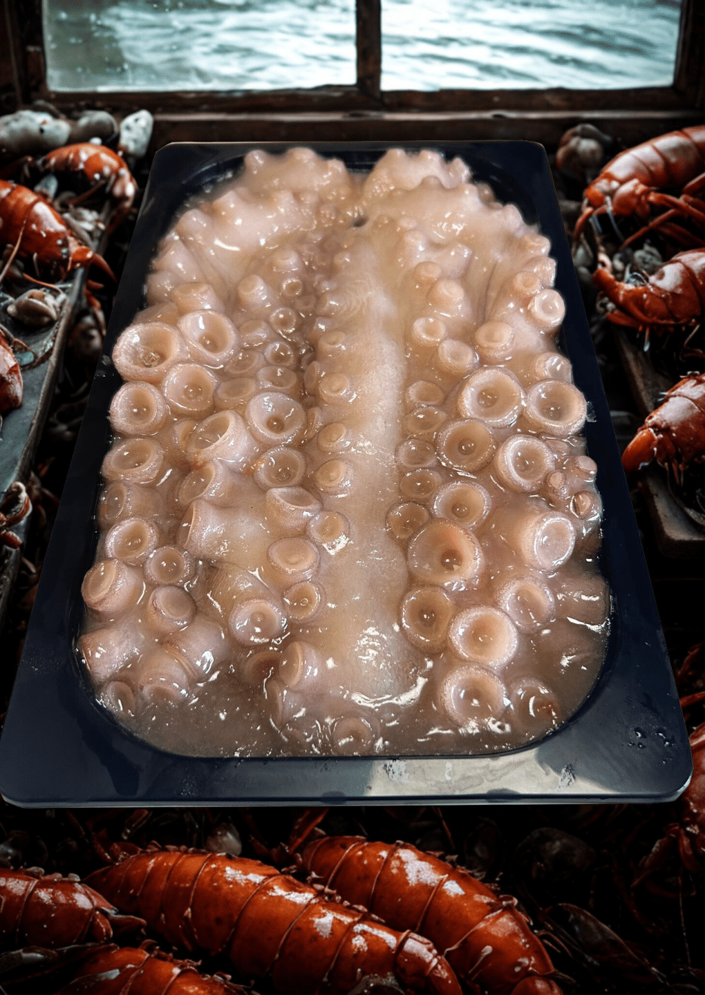 producto en vitrina de pescaderia